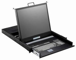 1U 17 Inch Rackmount LCD Monitor with 16 USB KVM Ports and Cables