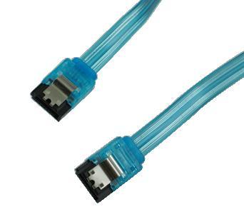 18 in. UV Blue SATA Data Cable Straight 180 to Straight 180 plugs