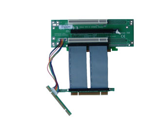 2U PCI-Express 16x and Two 32Bit 5V PCI Riser Card with 7cm Flex Cable