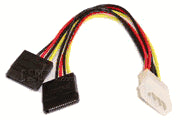 6 Inch 4 Pin to Two SATA Connector Y-Splitter Adaptor