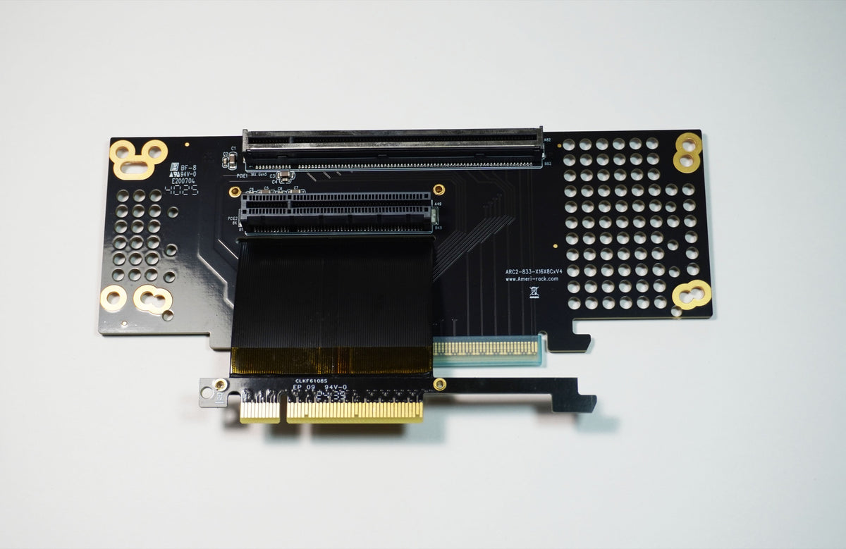 2U PCI-Express 4.0 Gen4 x16 Fixed + x8 Ribbon Riser Card