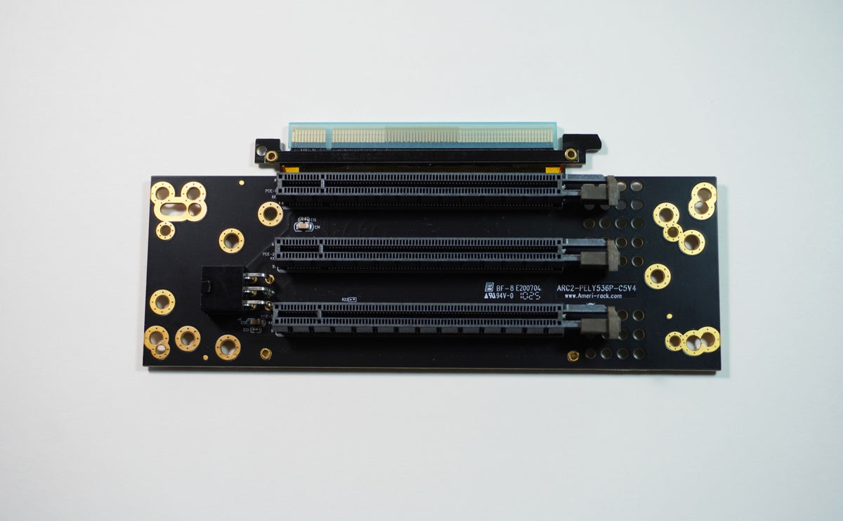 2U PCI-Express 4.0 Gen4 x16 to x8/x4/x4 Trifurcated Riser Card with 5cm Ribbon