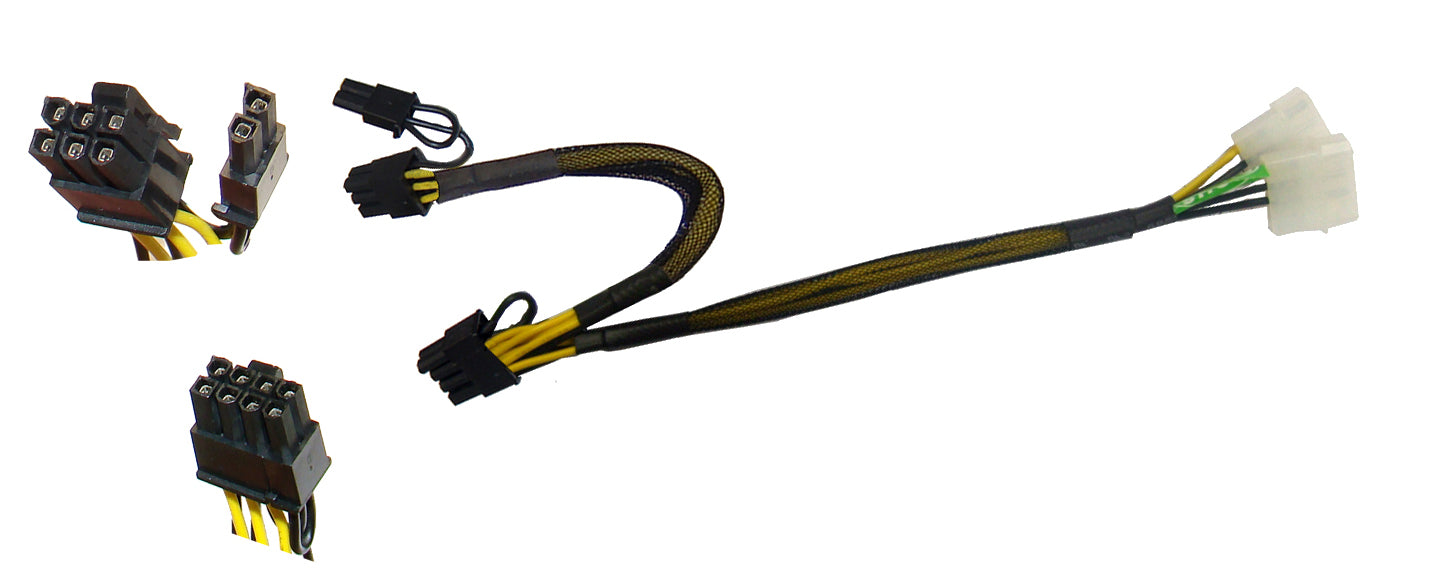 PCI-Express Dual 4 Pin to Dual 8 (6+2) Pin Molex Power Adapter