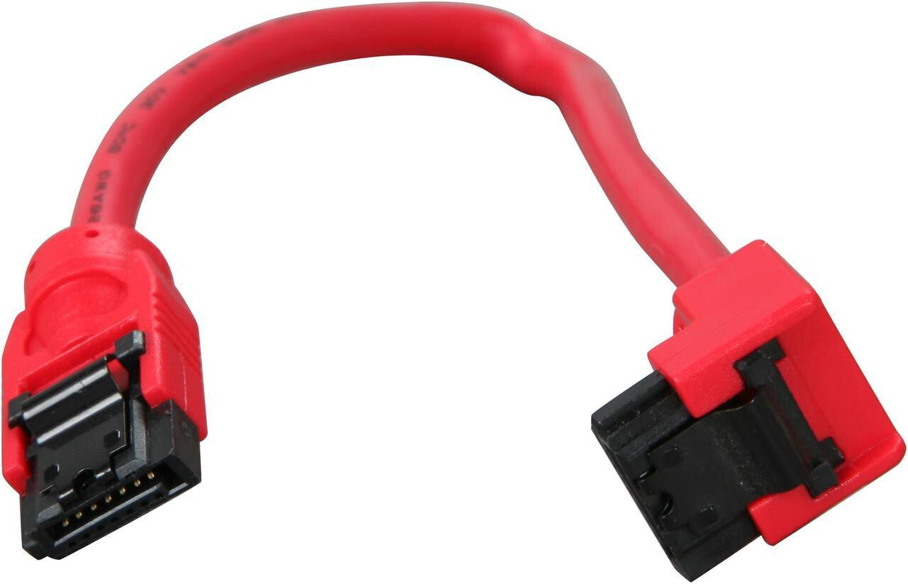 OKGEAR OK3437 20cm / 7.87" Inch  Red SATA 3 III Round Data Cable Straight to Rt Angle