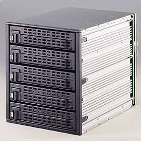 SNT-SCA3051B 5-Drive Internal Hotswap SCSI RAID Drive Cage w/ 8 cm Fan